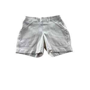 Spanx Stretch Twill Shorts M White Pull On Shaping Cotton Blend Utility